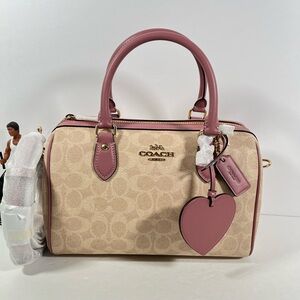 Coach Rowan Satchel Bag In Signature Canvas With Heart Charm NWT